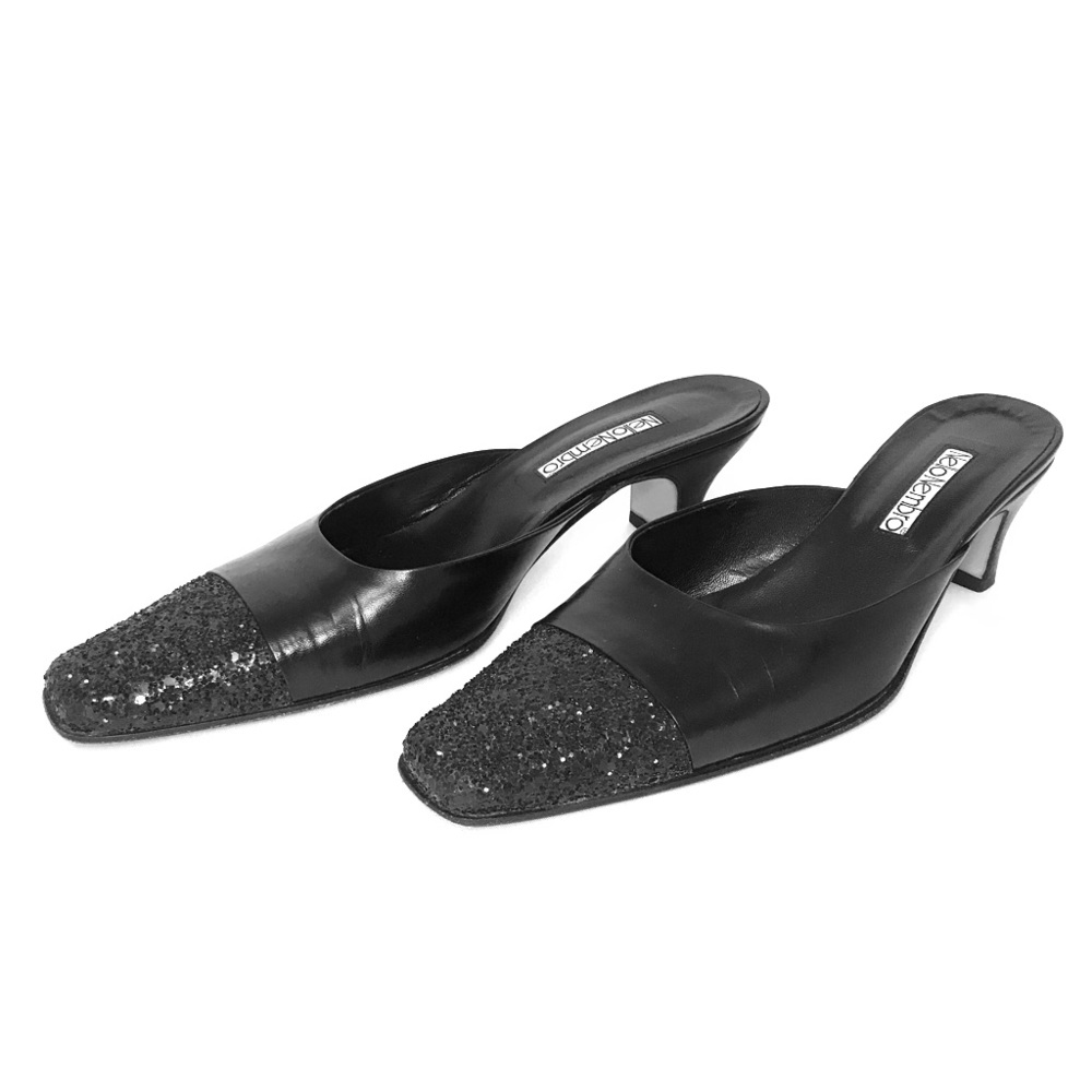 Nello Nembro Backless Black Leather heels 7.5